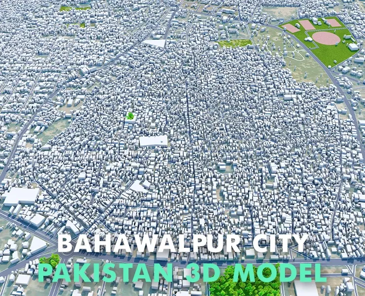 Bahawalpur city Pakistan 3d model 25km