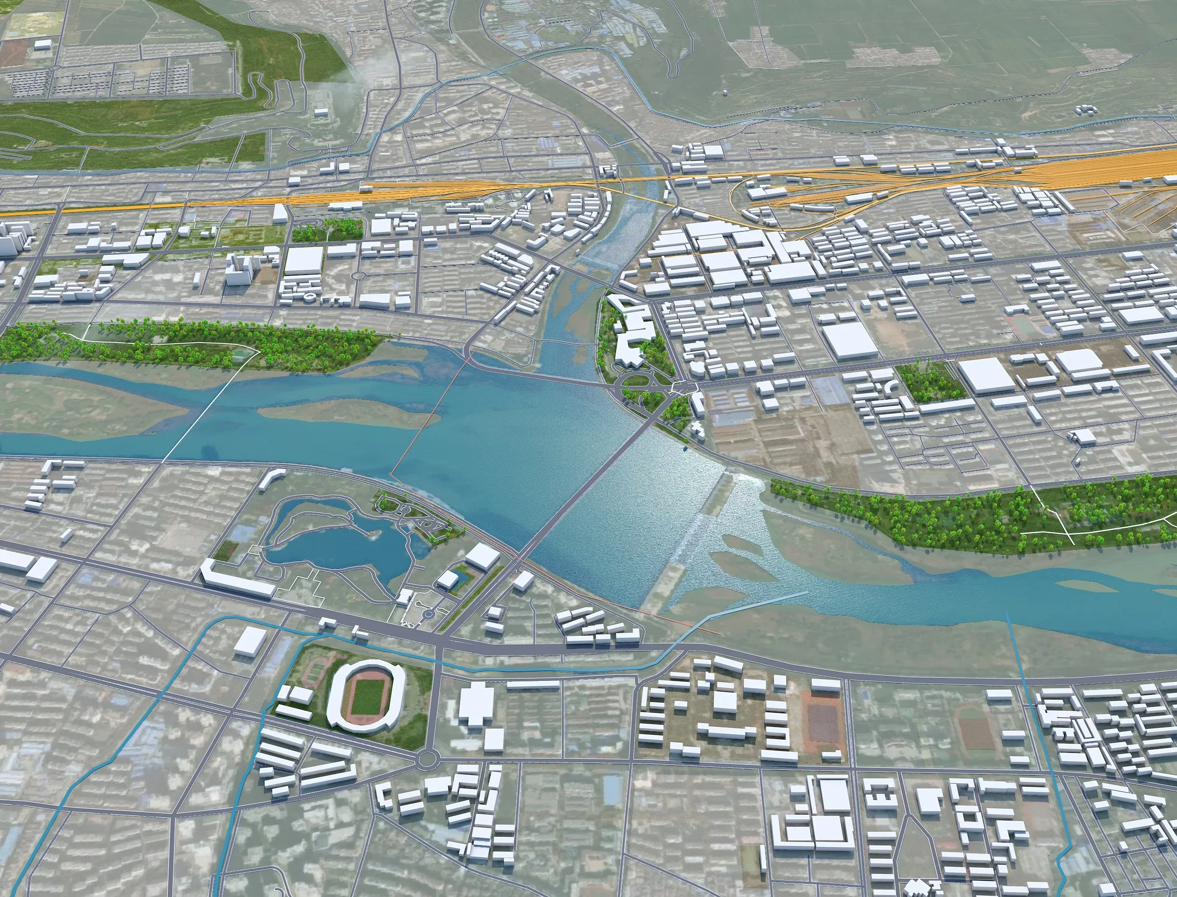 Baoji city Shaanxi China 3d model 40km