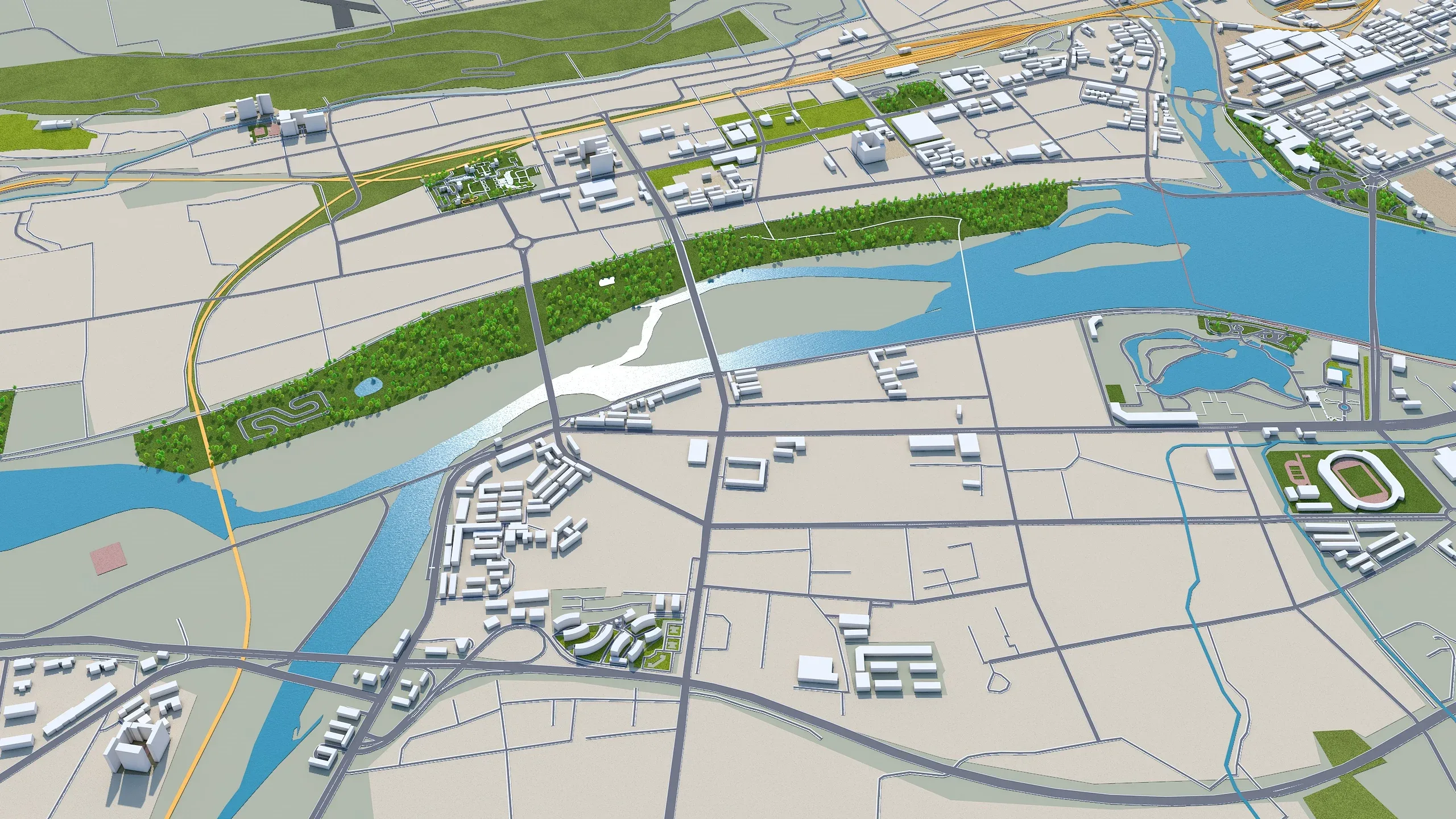 Baoji city Shaanxi China 3d model 40km