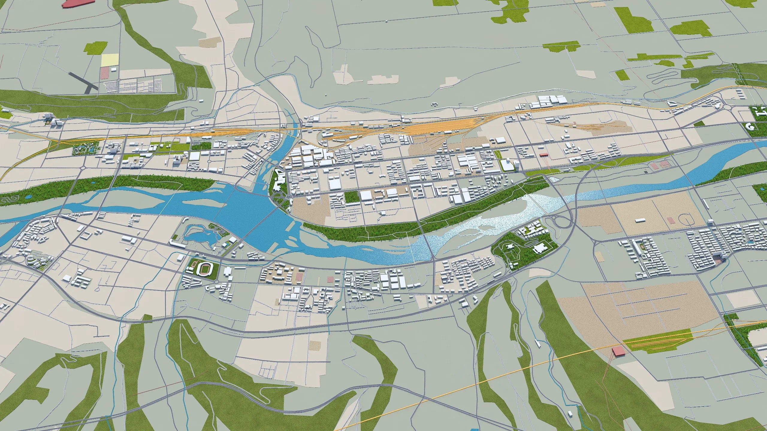 Baoji city Shaanxi China 3d model 40km