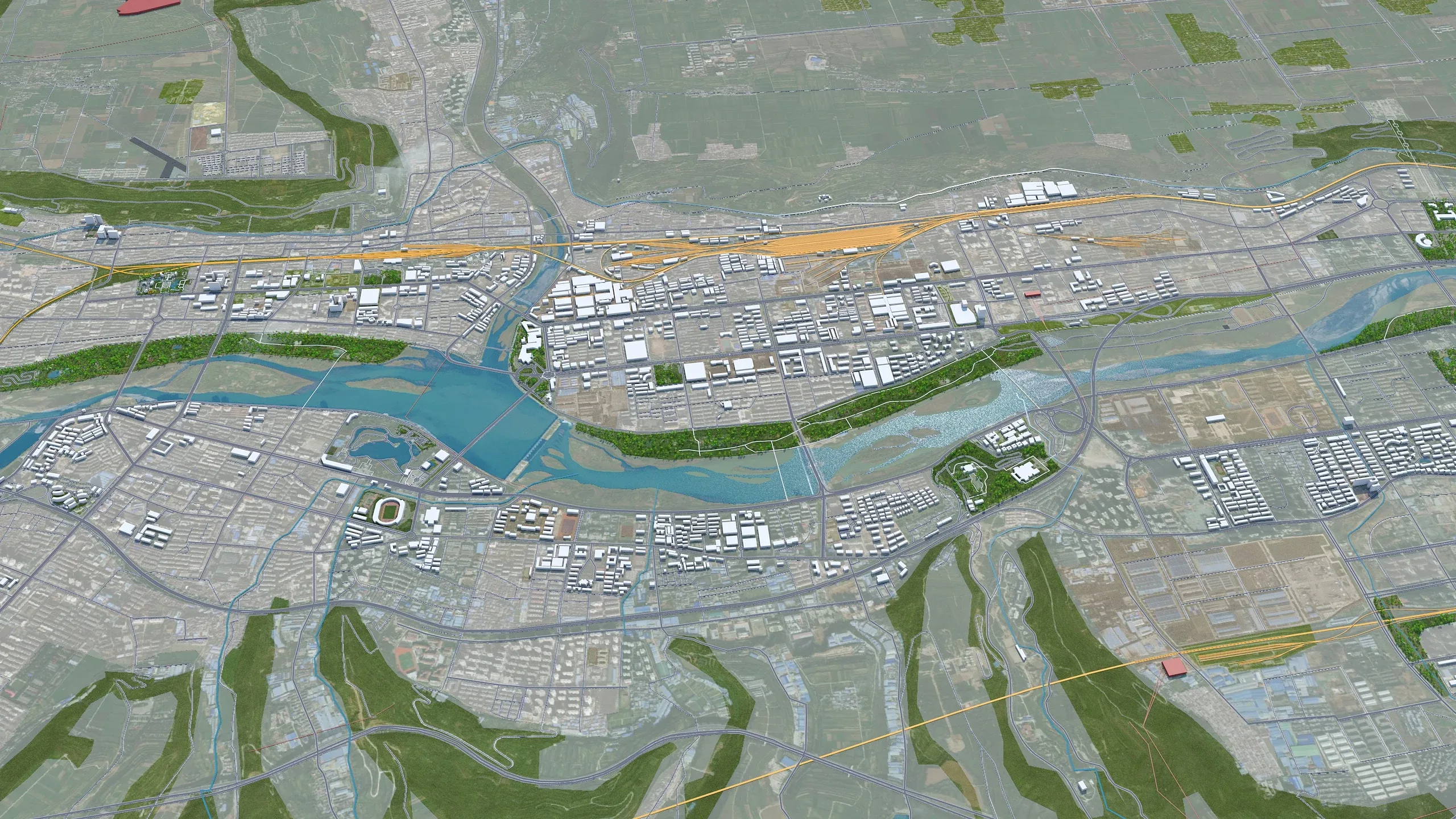 Baoji city Shaanxi China 3d model 40km