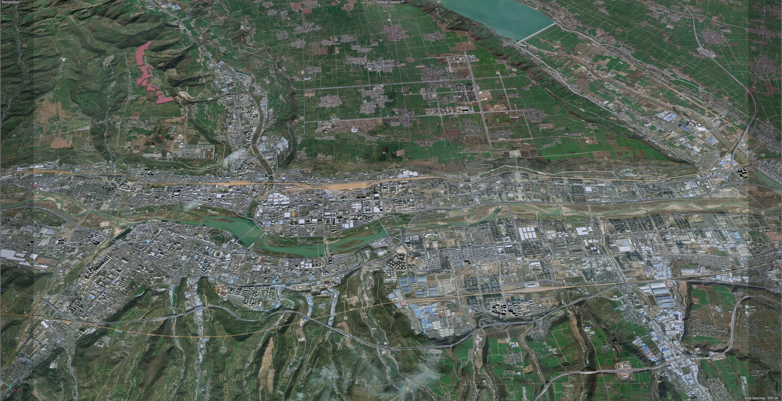 Baoji city Shaanxi China 3d model 40km