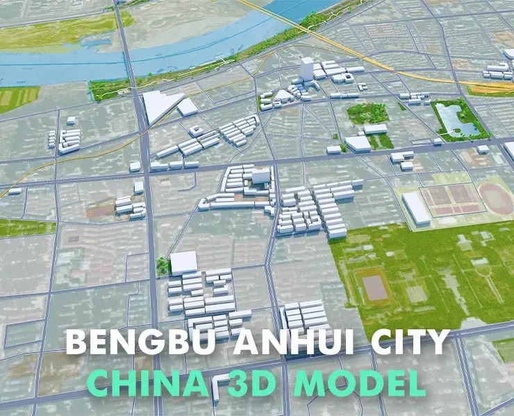 Bengbu city Anhui China 3d model 40km