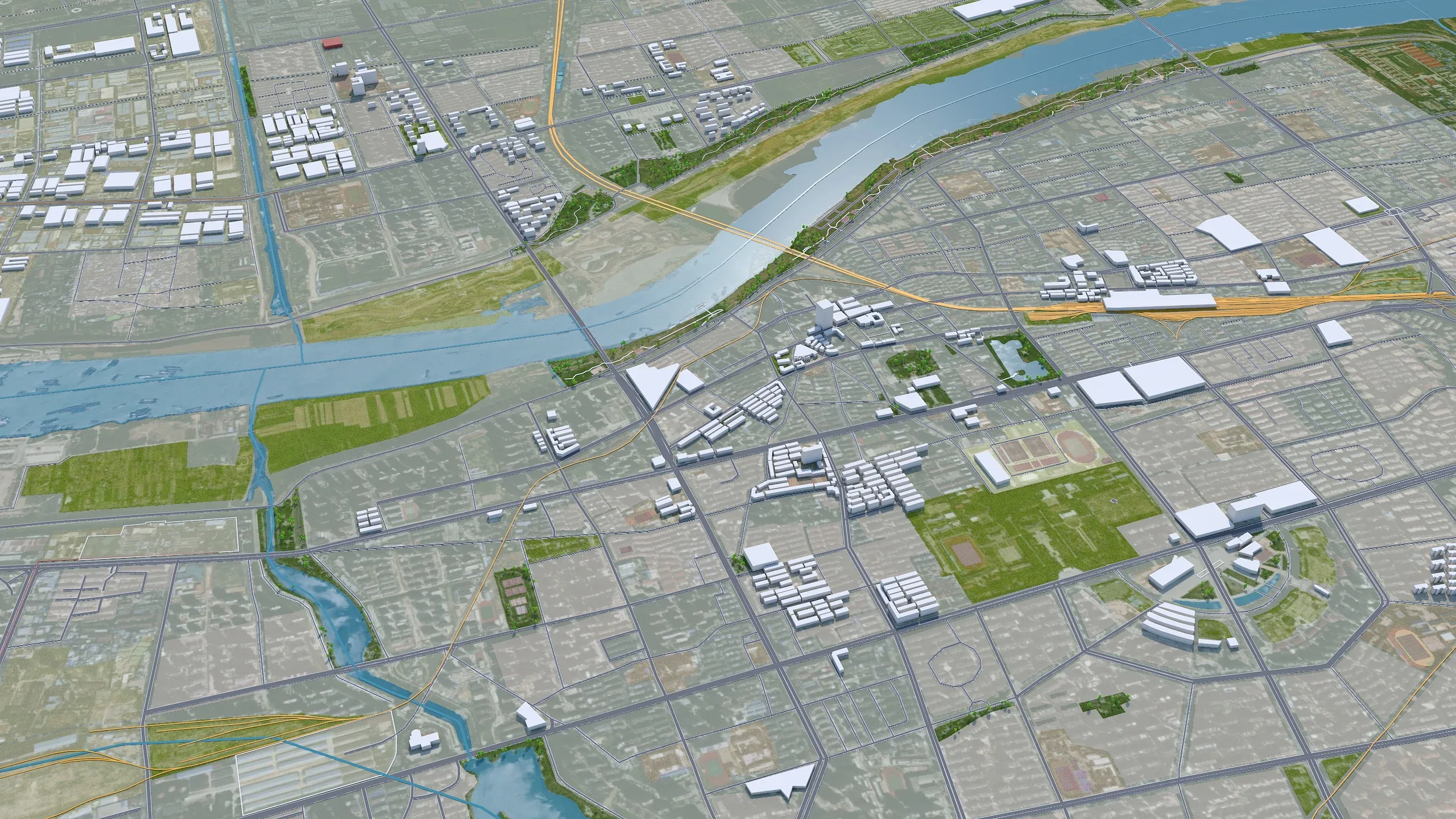 Bengbu city Anhui China 3d model 40km