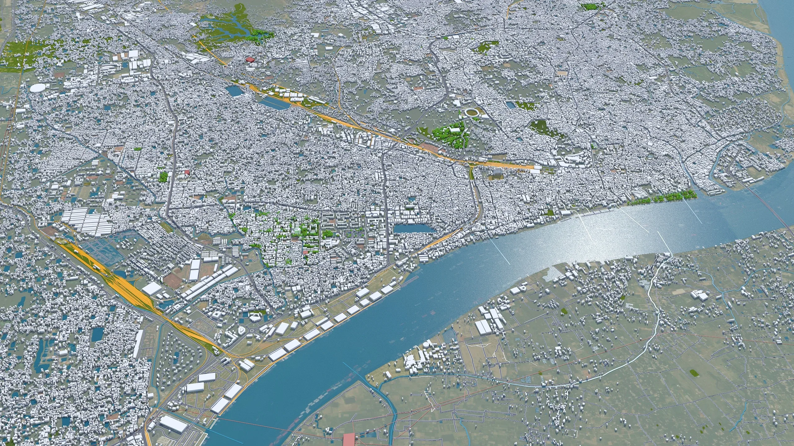 Chittagong city Bangladesh 3d model 30km