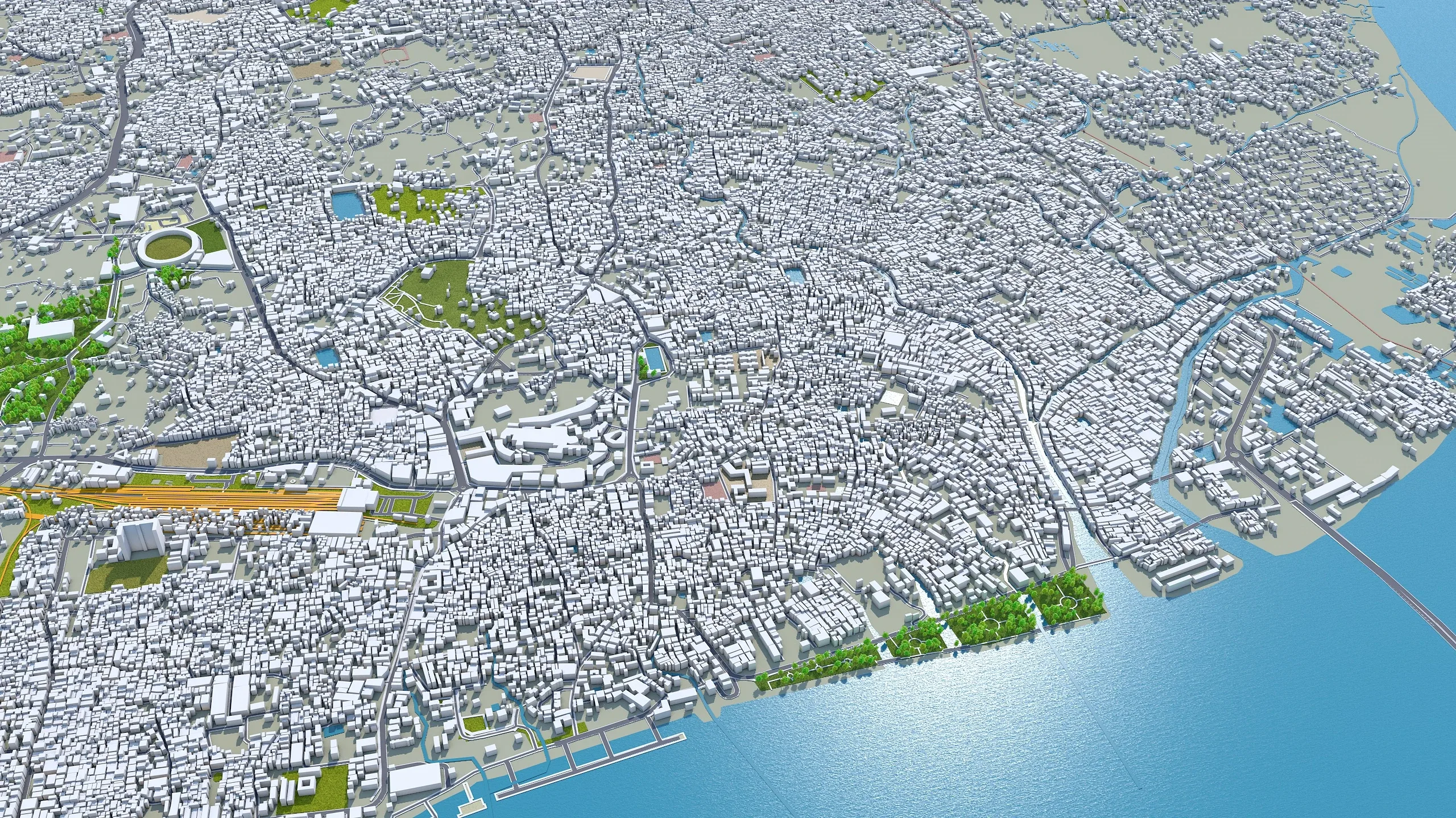 Chittagong city Bangladesh 3d model 30km