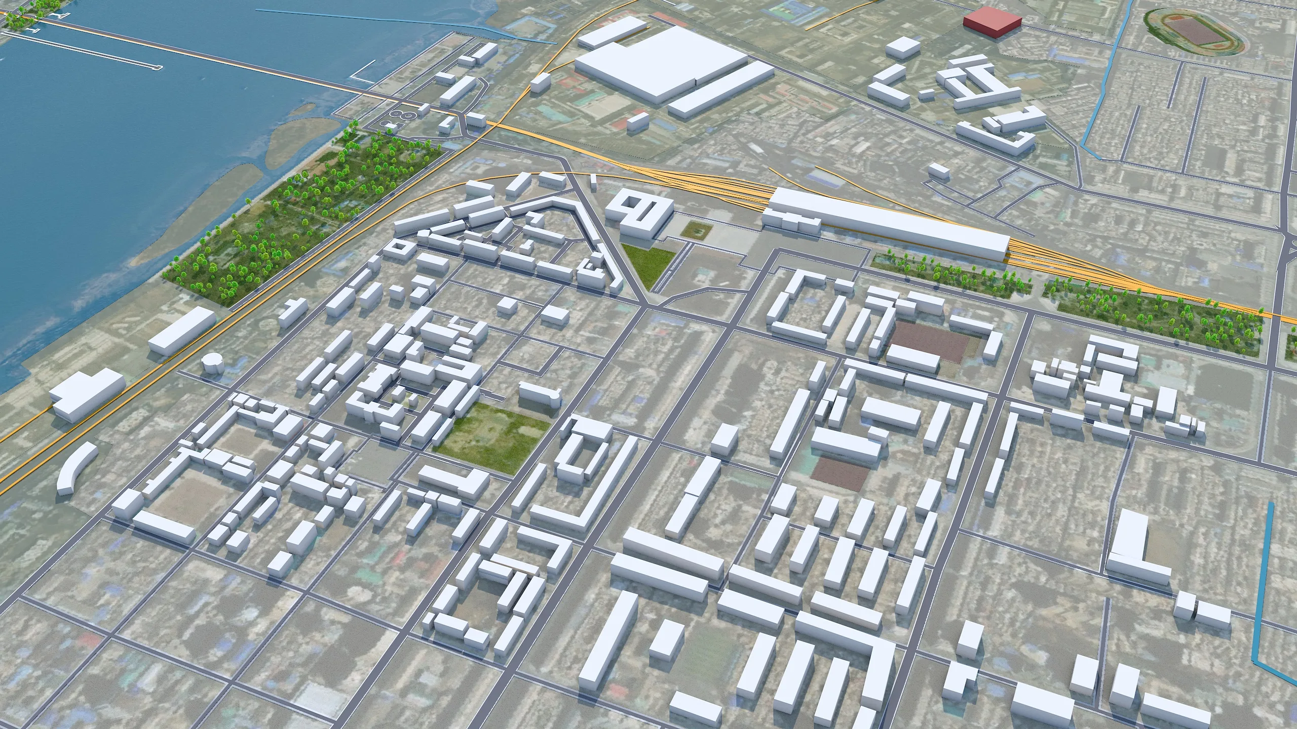 Dandong city Liaoning China 3d model 35km