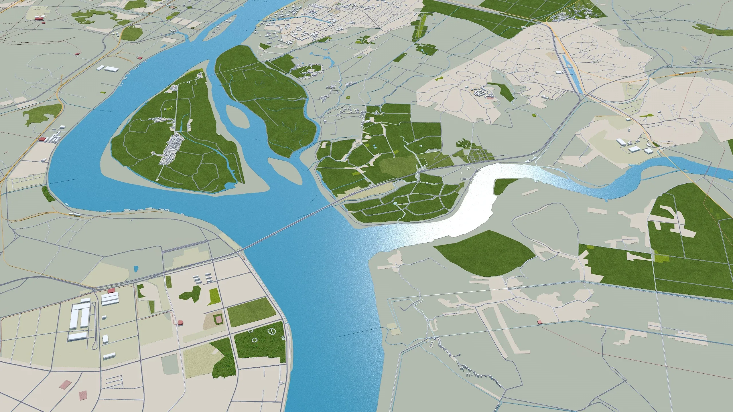 Dandong city Liaoning China 3d model 35km