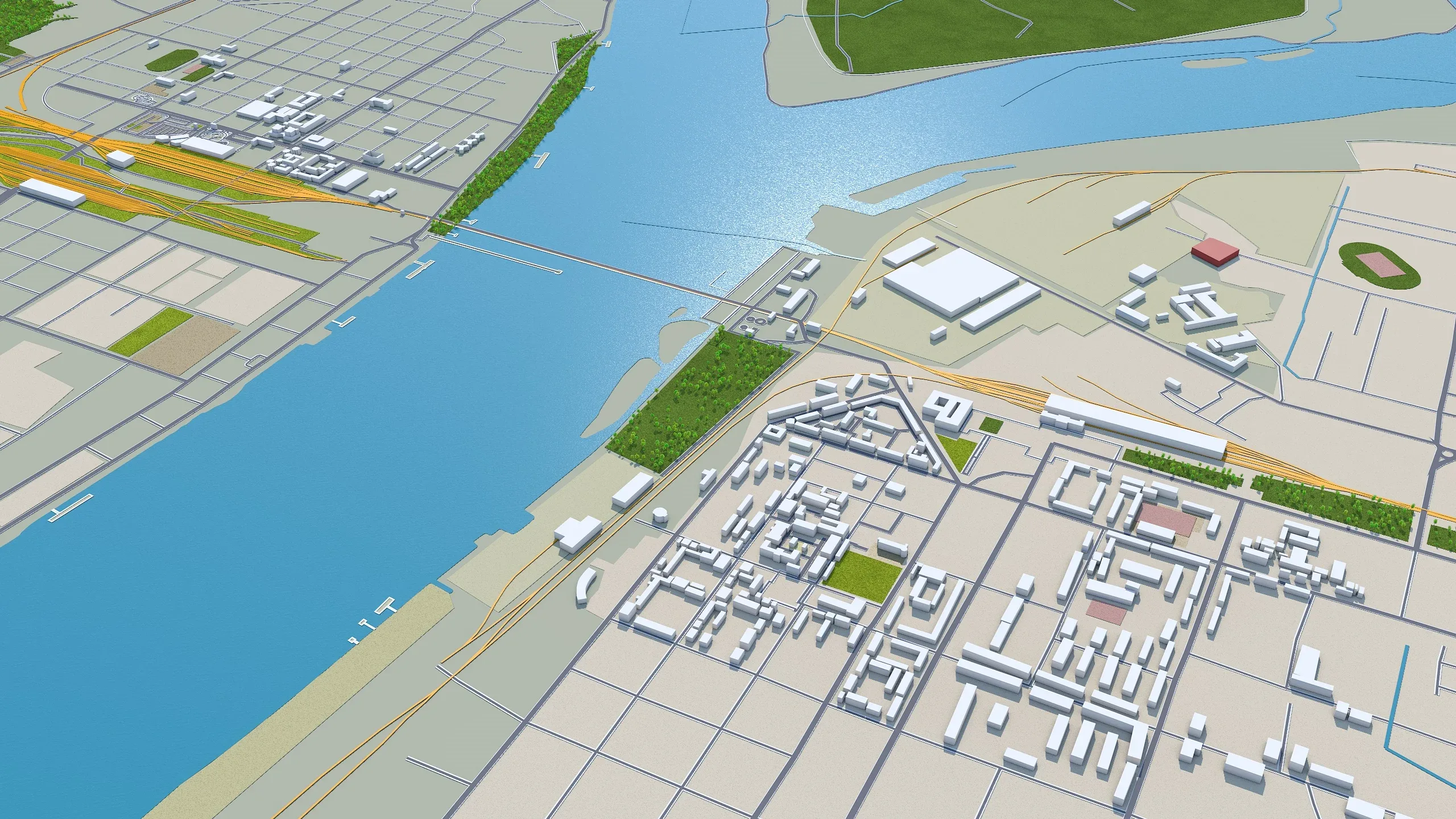 Dandong city Liaoning China 3d model 35km