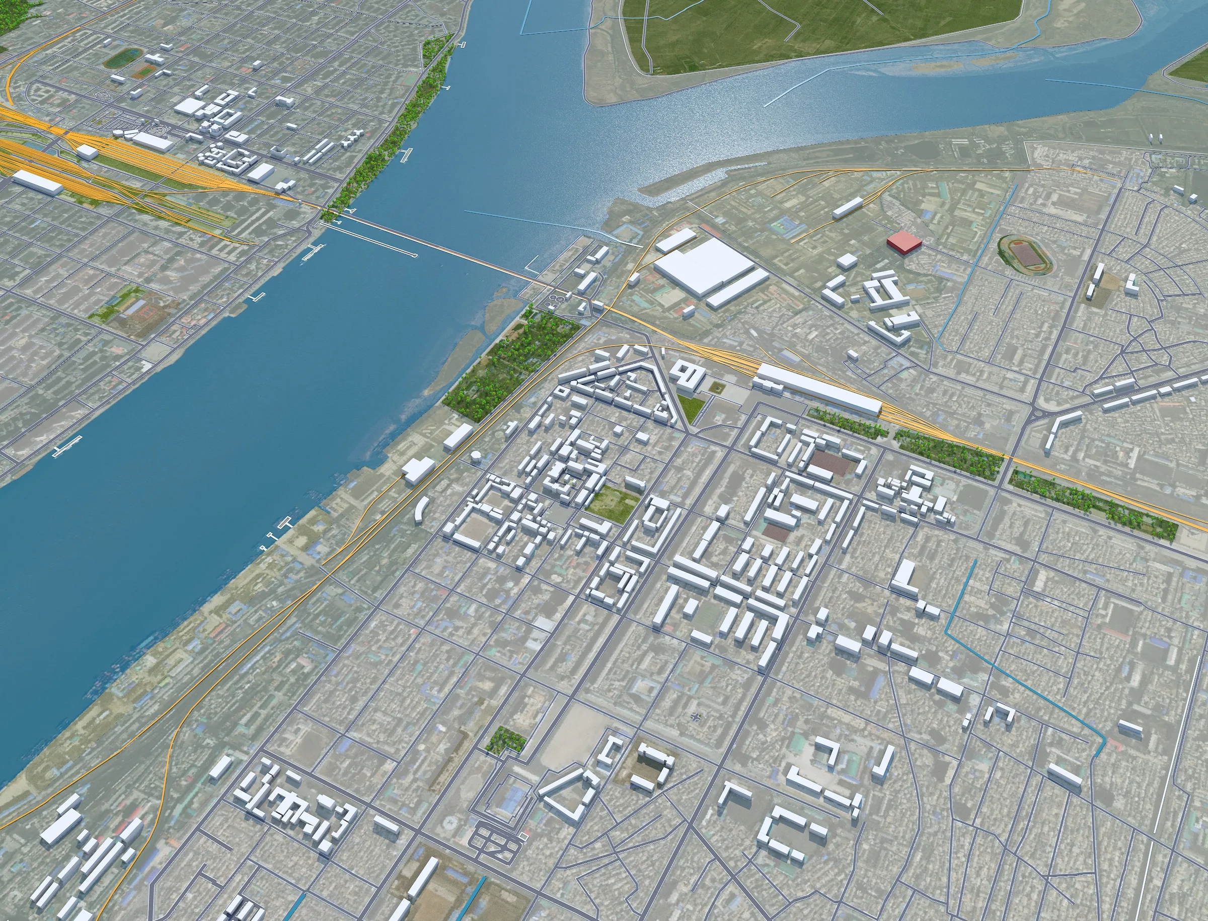 Dandong city Liaoning China 3d model 35km