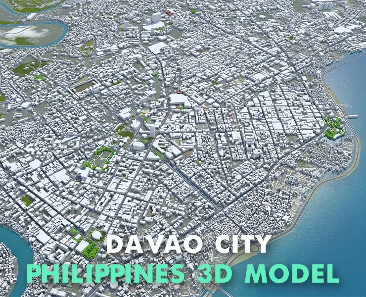 Davao City Philippines 3d model 40km