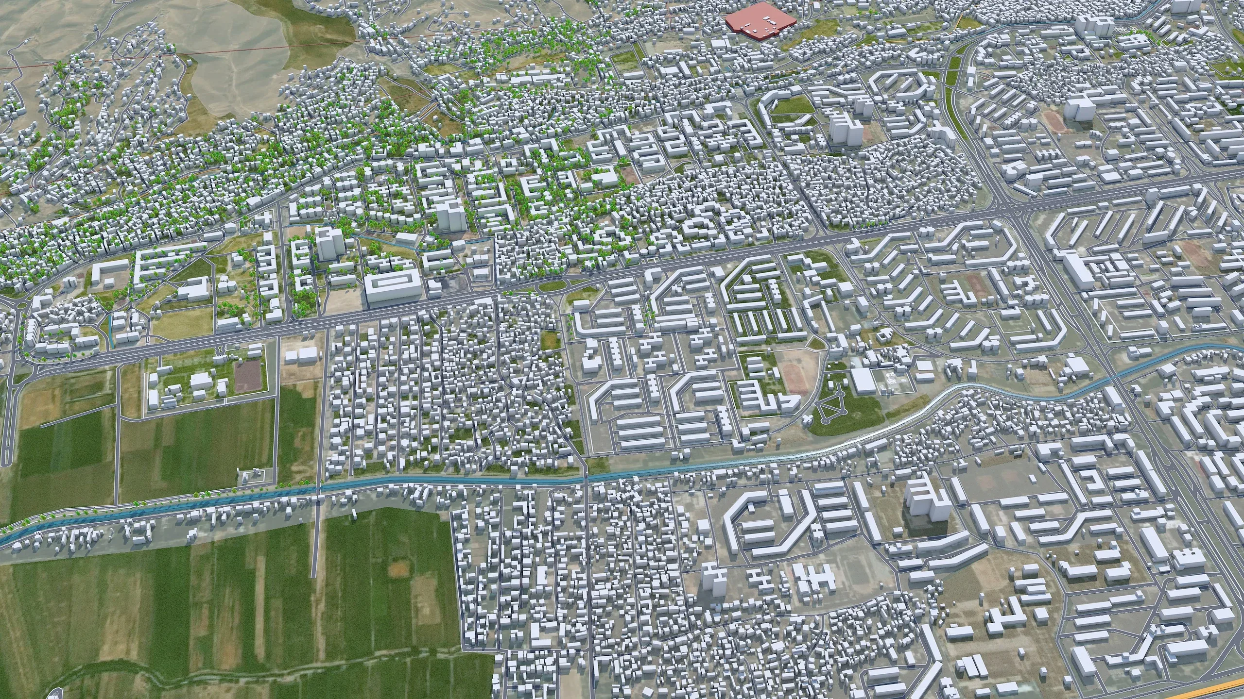 Dushanbe city Tajikistan 3d model 25km