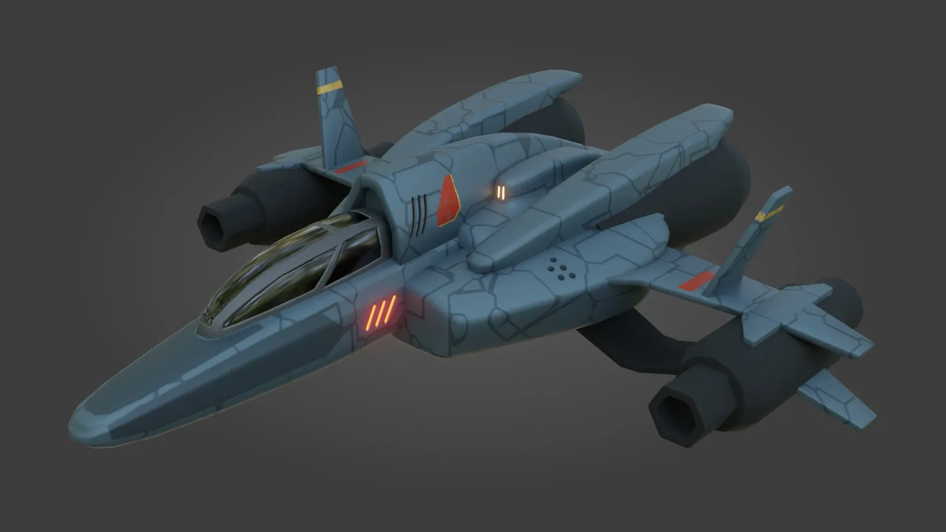 Sci-Fi Fighter Jet - Low Poly - Game Ready - PBR