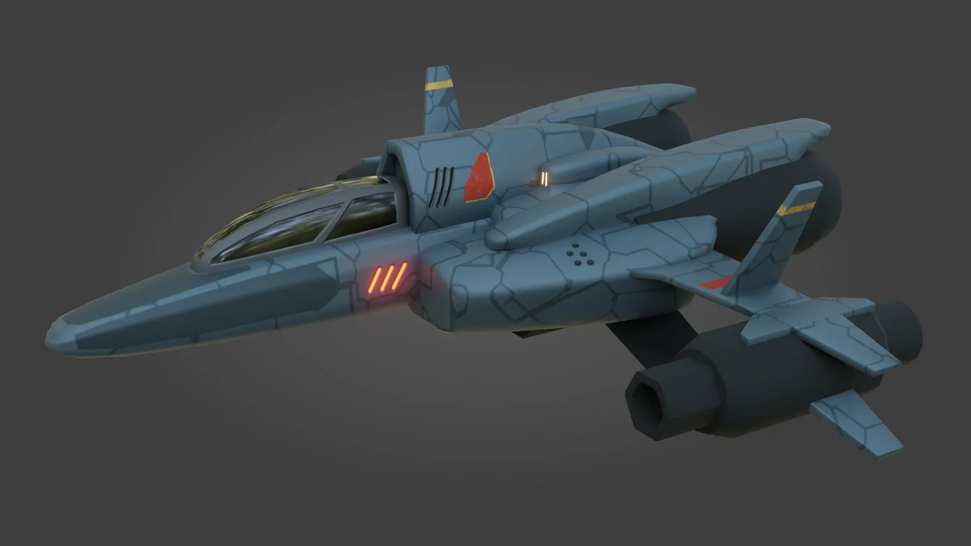 Sci-Fi Fighter Jet - Low Poly - Game Ready - PBR