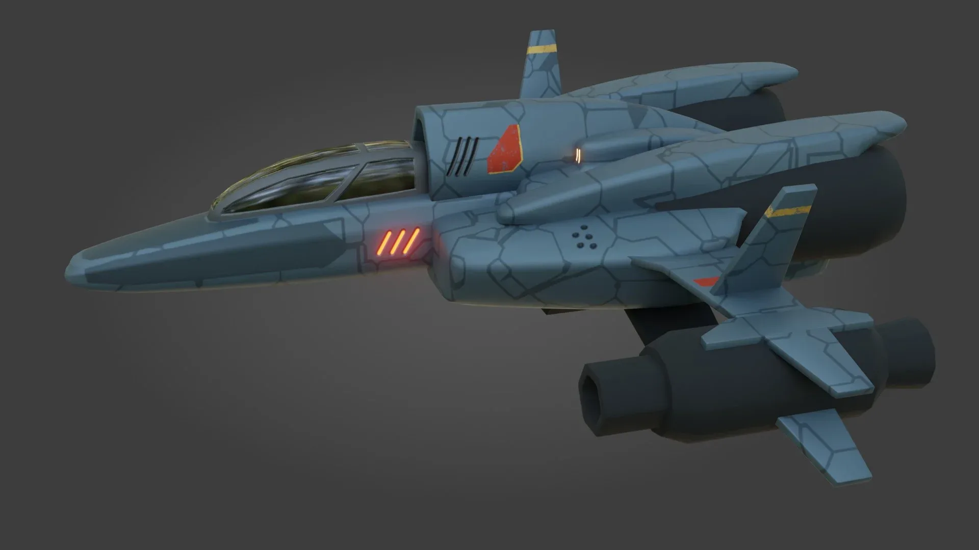 Sci-Fi Fighter Jet - Low Poly - Game Ready - PBR