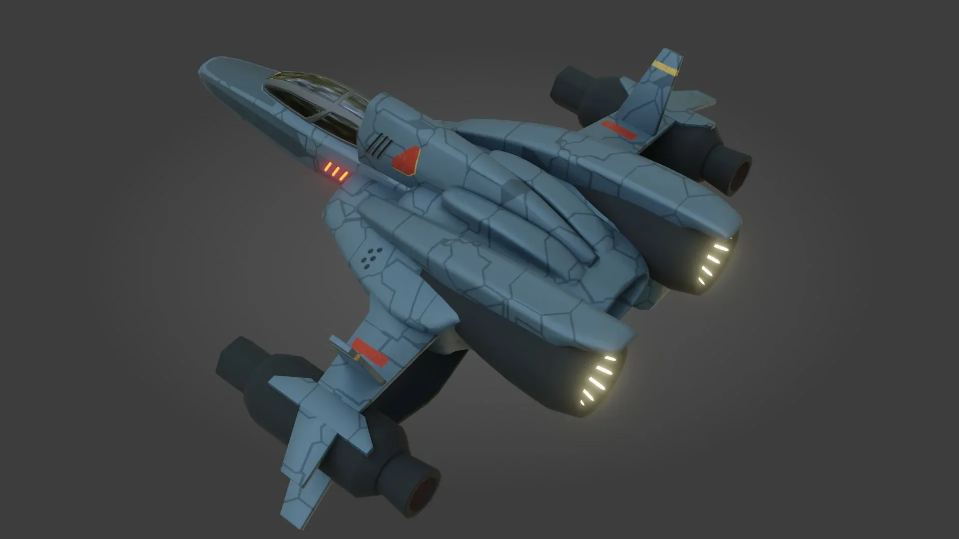 Sci-Fi Fighter Jet - Low Poly - Game Ready - PBR