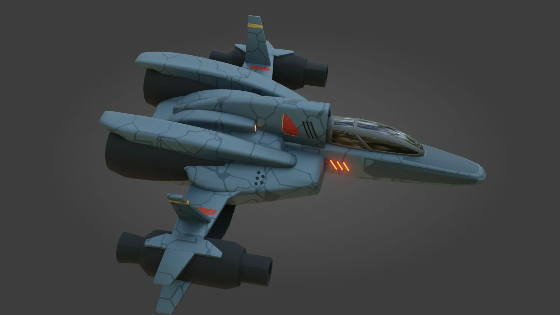 Sci-Fi Fighter Jet - Low Poly - Game Ready - PBR