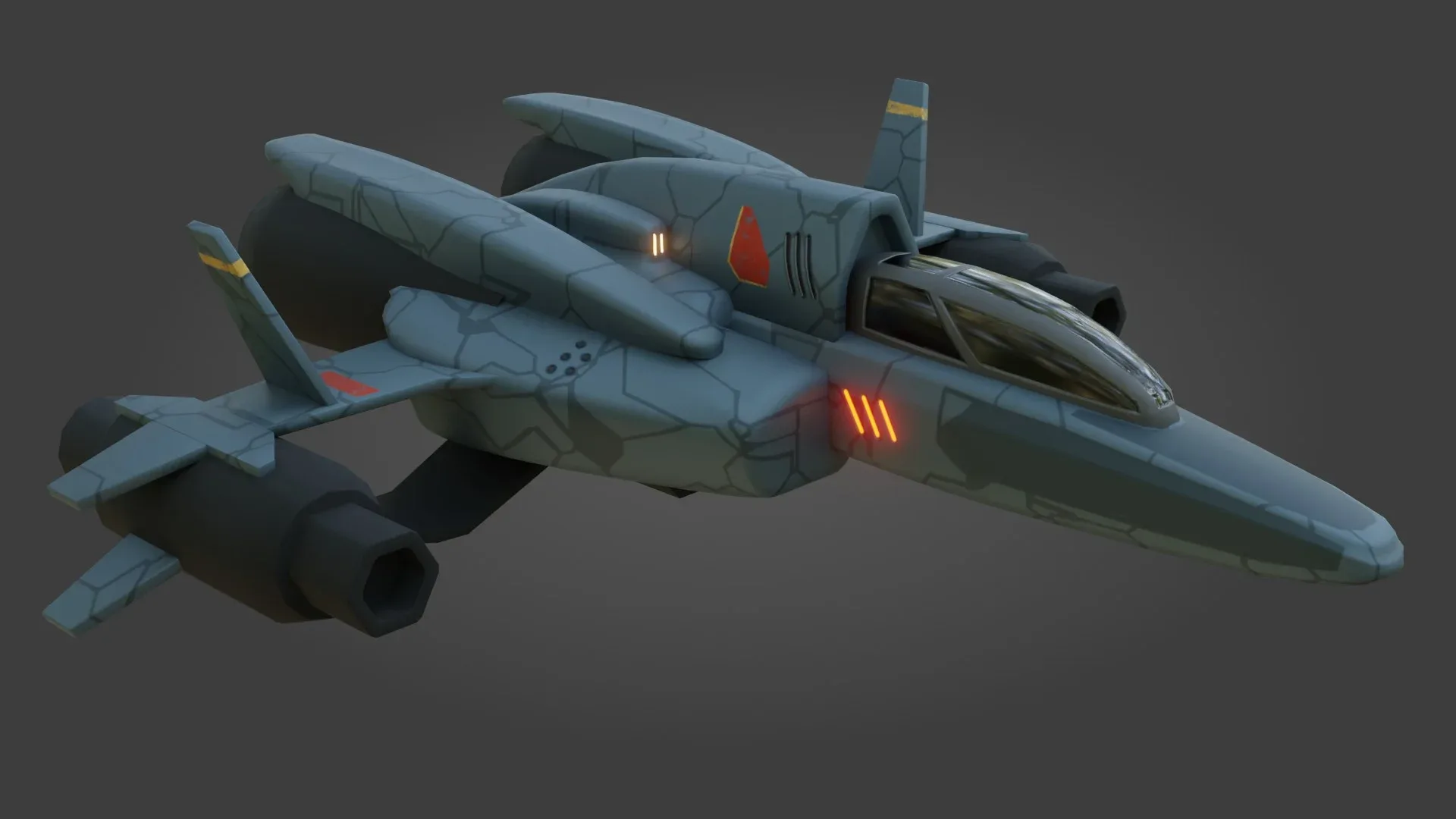 Sci-Fi Fighter Jet - Low Poly - Game Ready - PBR