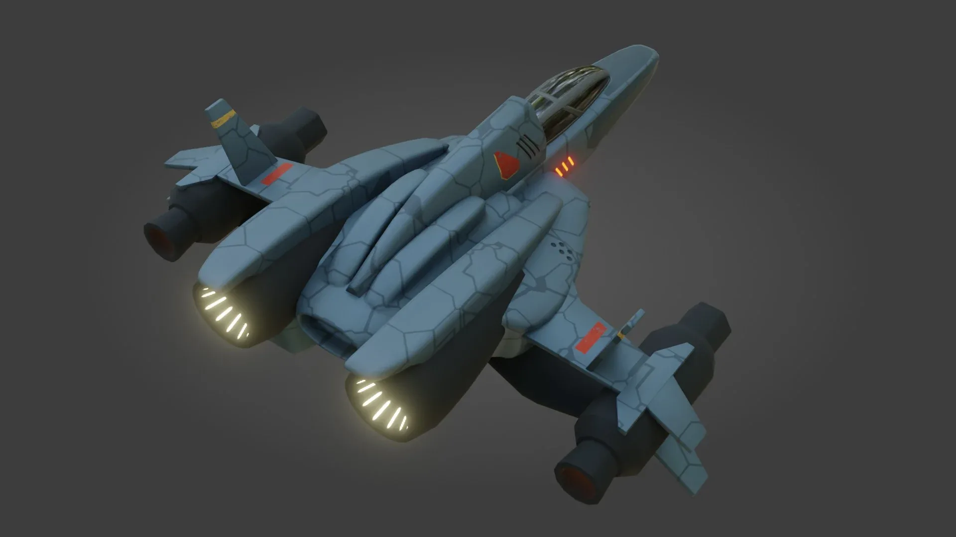 Sci-Fi Fighter Jet - Low Poly - Game Ready - PBR