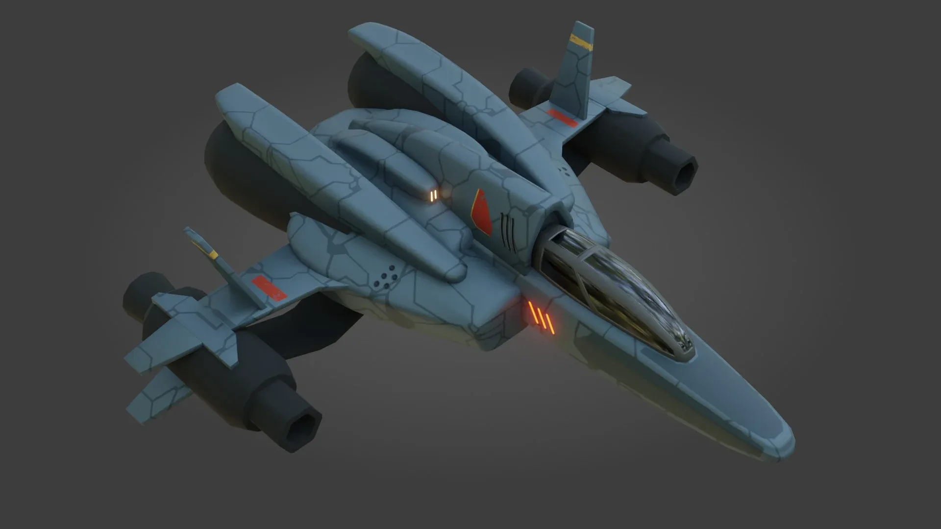 Sci-Fi Fighter Jet - Low Poly - Game Ready - PBR