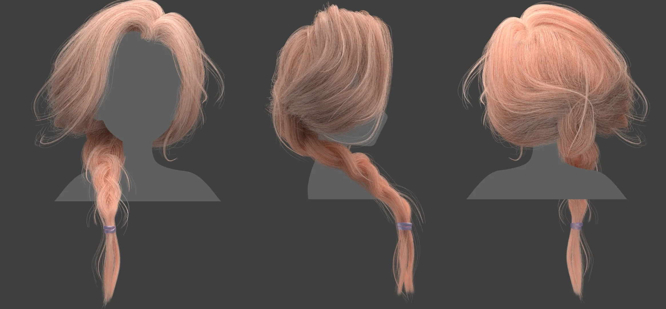 Loose braid Hairstyle-blender particles