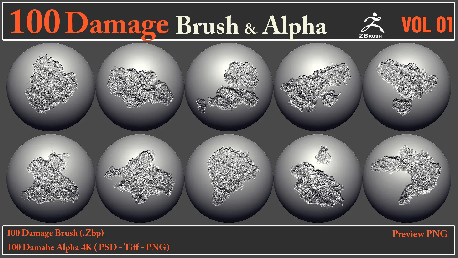 100 Damage Brush & Alpha VOL 01