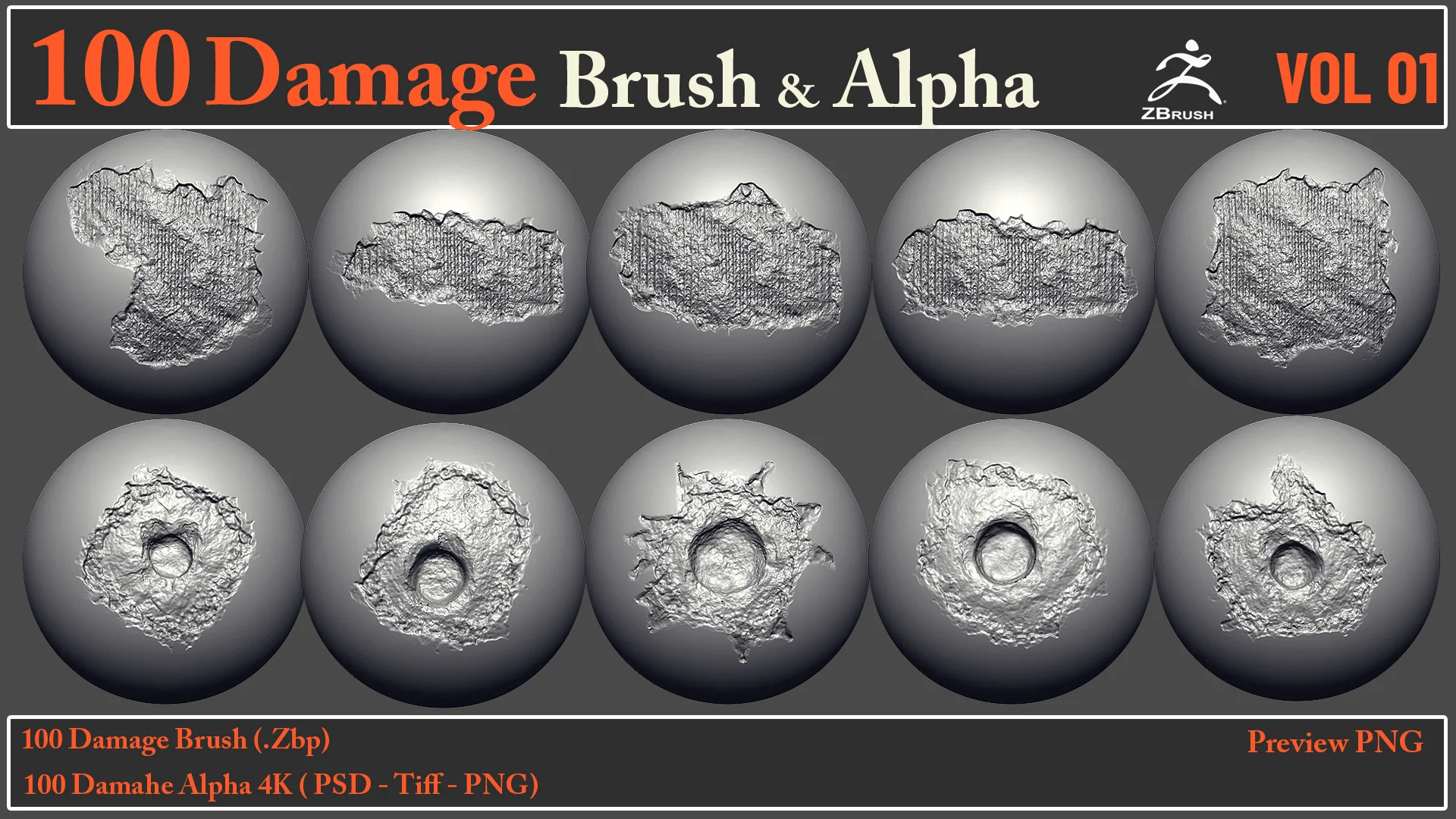 100 Damage Brush & Alpha VOL 01