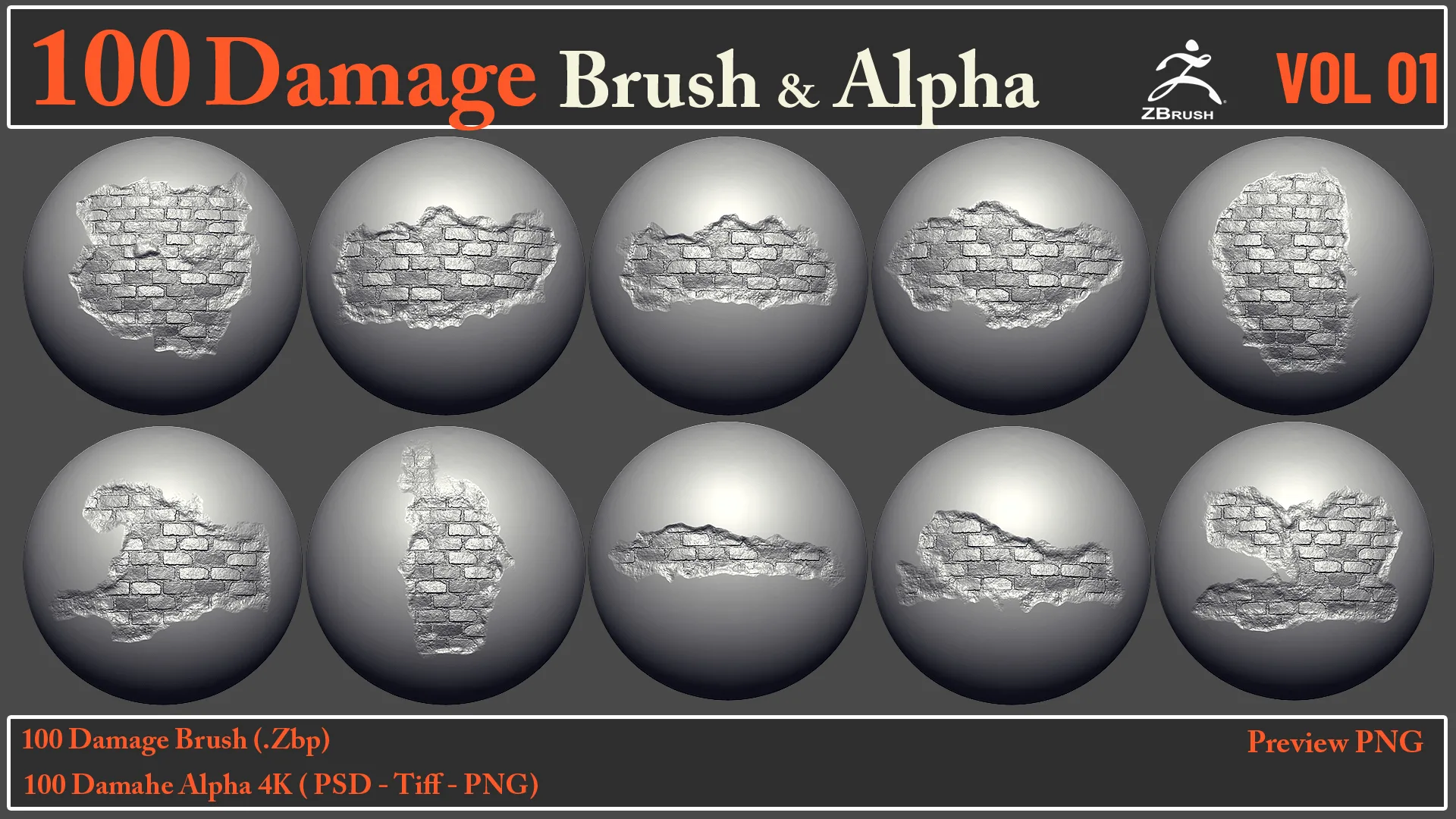 100 Damage Brush & Alpha VOL 01