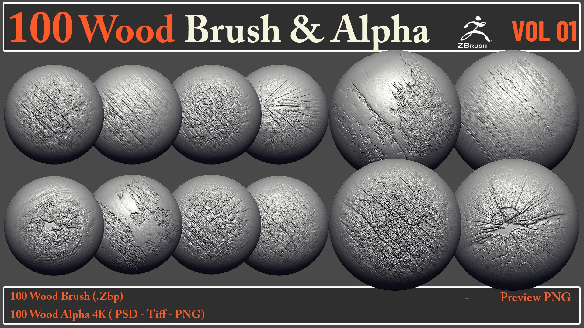 100 Wood Brush & Alpha VOL 01