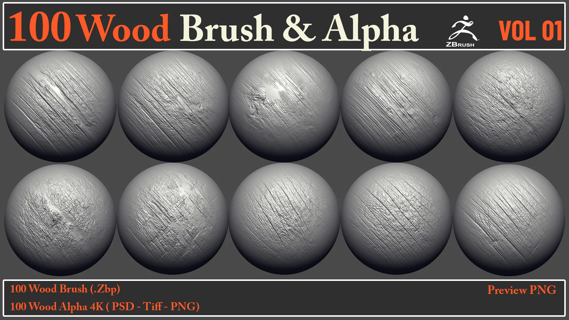 100 Wood Brush & Alpha VOL 01