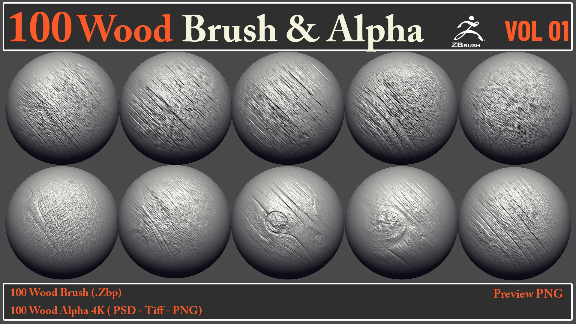 100 Wood Brush & Alpha VOL 01