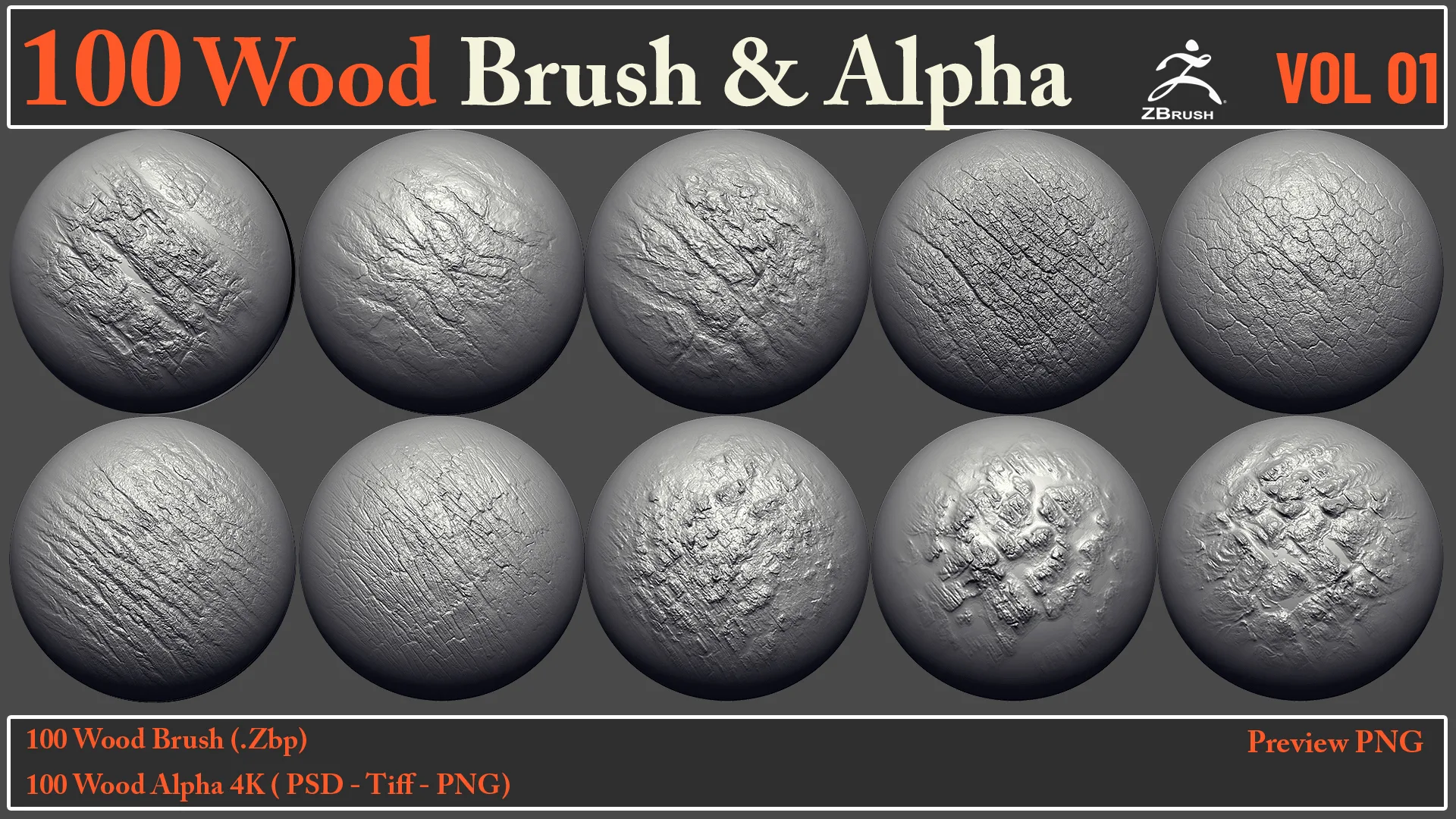 100 Wood Brush & Alpha VOL 01