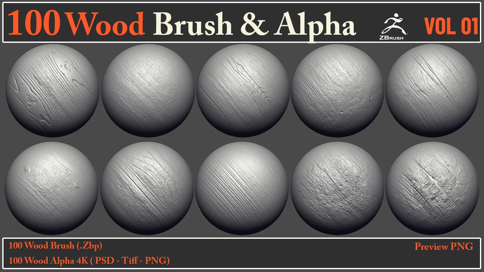 100 Wood Brush & Alpha VOL 01