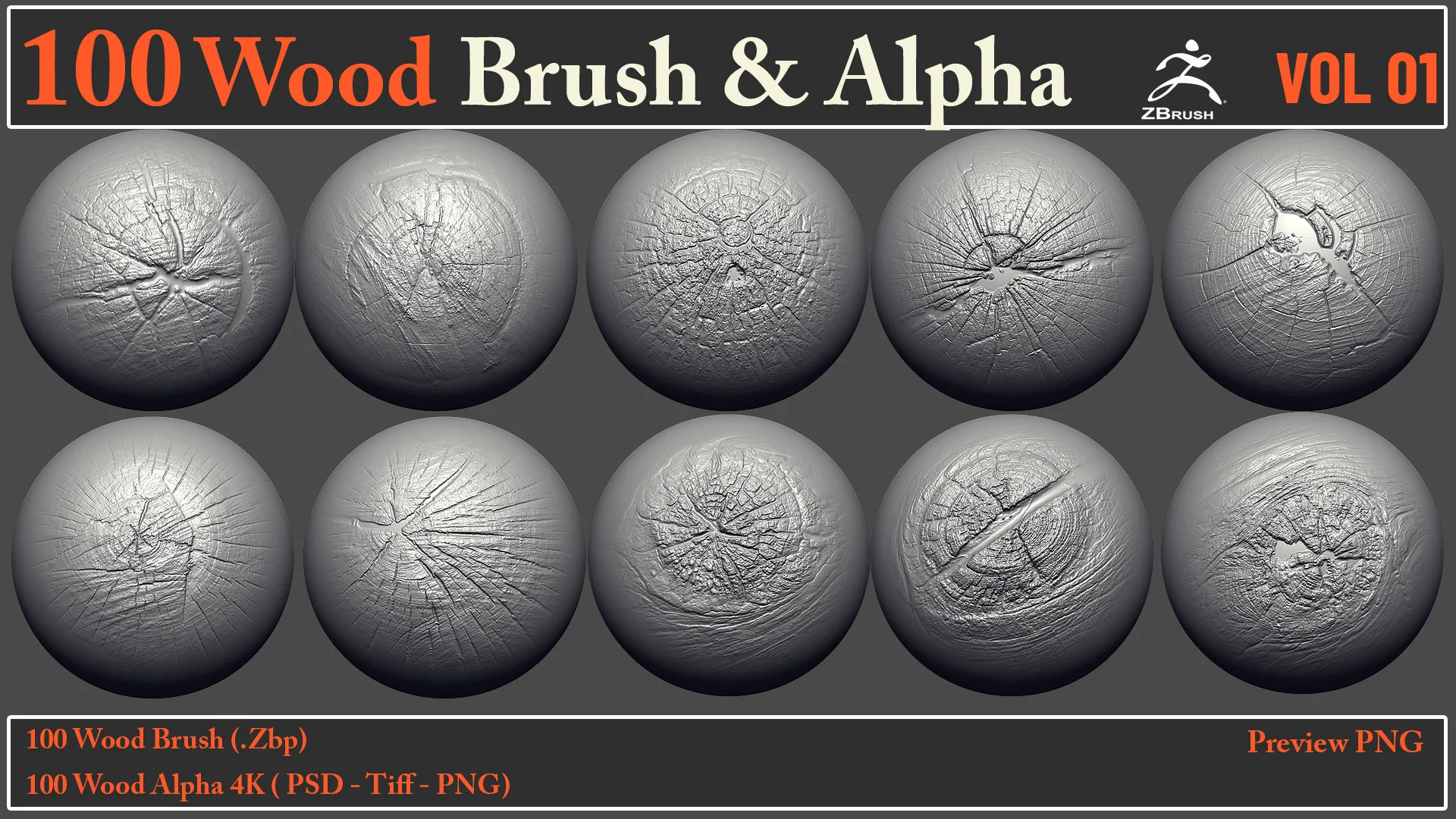 100 Wood Brush & Alpha VOL 01