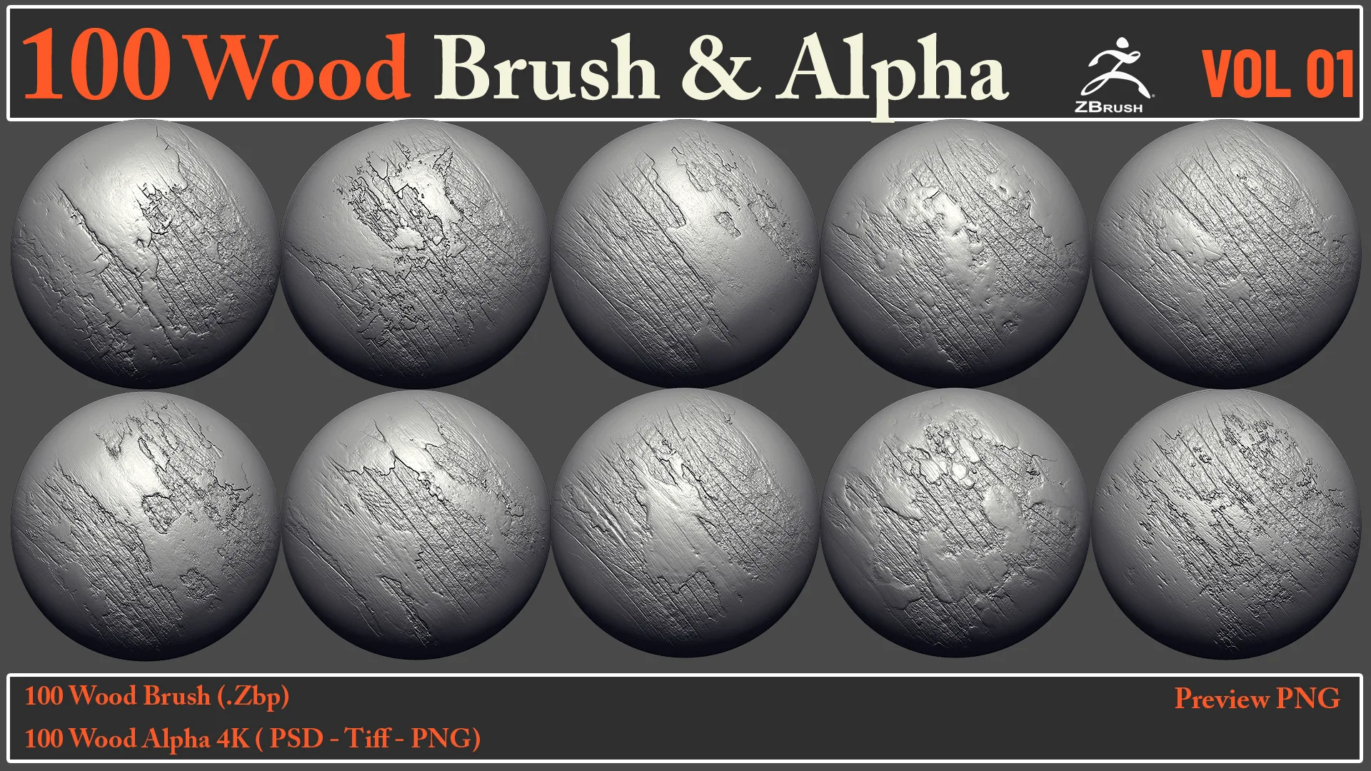 100 Wood Brush & Alpha VOL 01