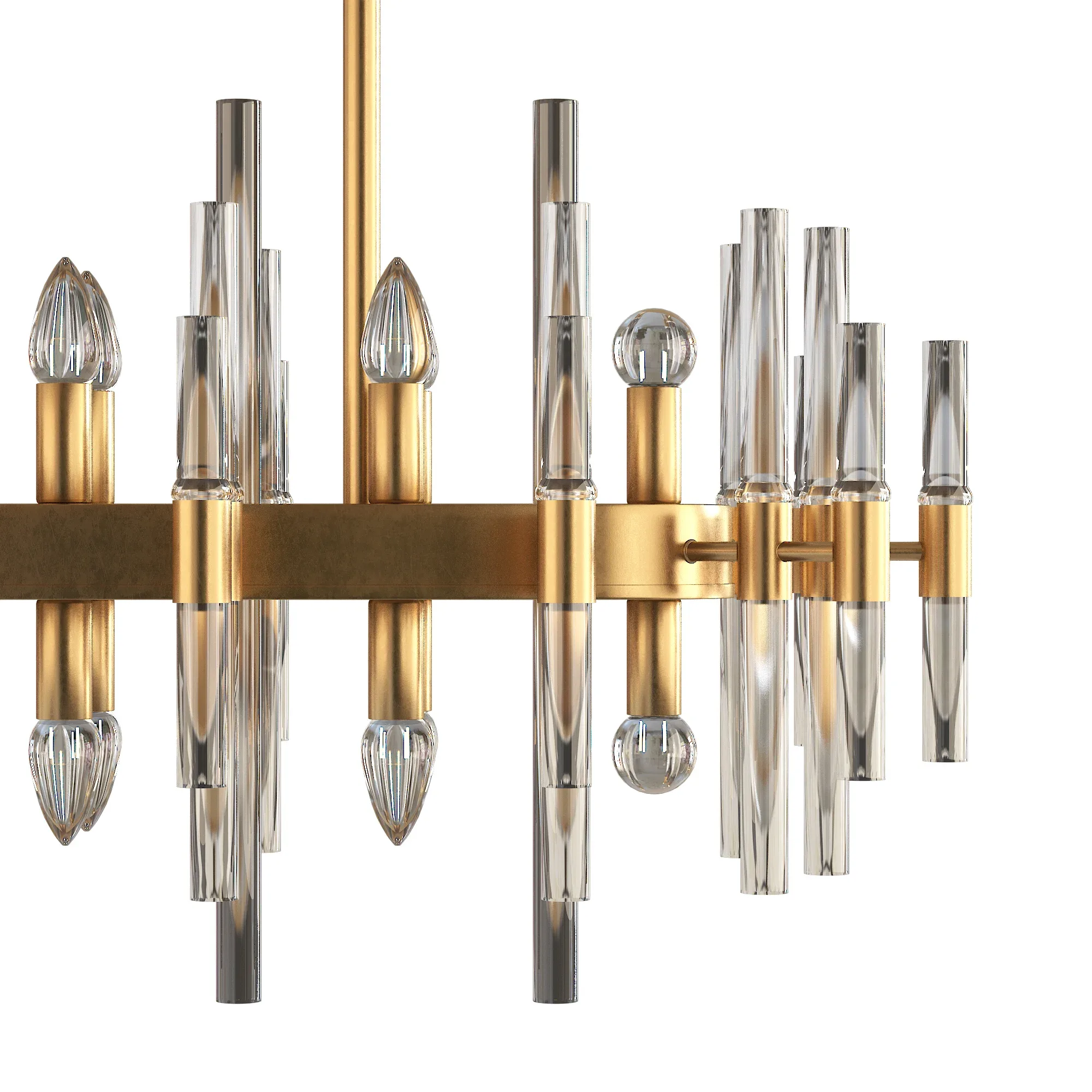 Modern Glass Living Room Chandelier in Brass