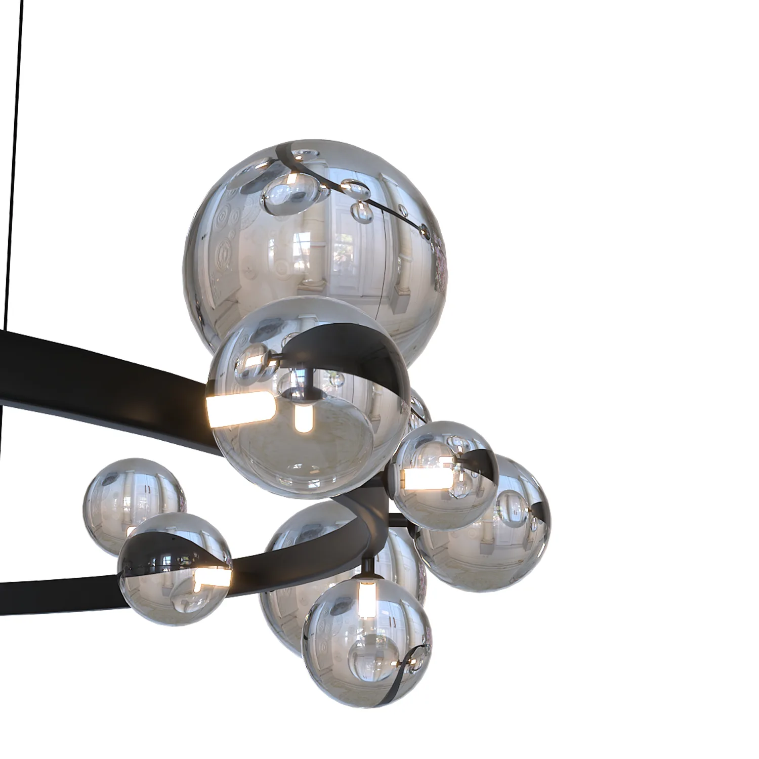 Black Glass Bubble Chandelier