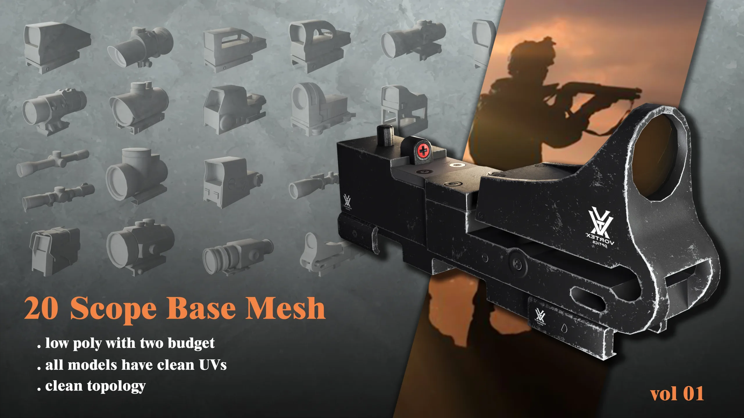 20 Gun Scope Base Meshes