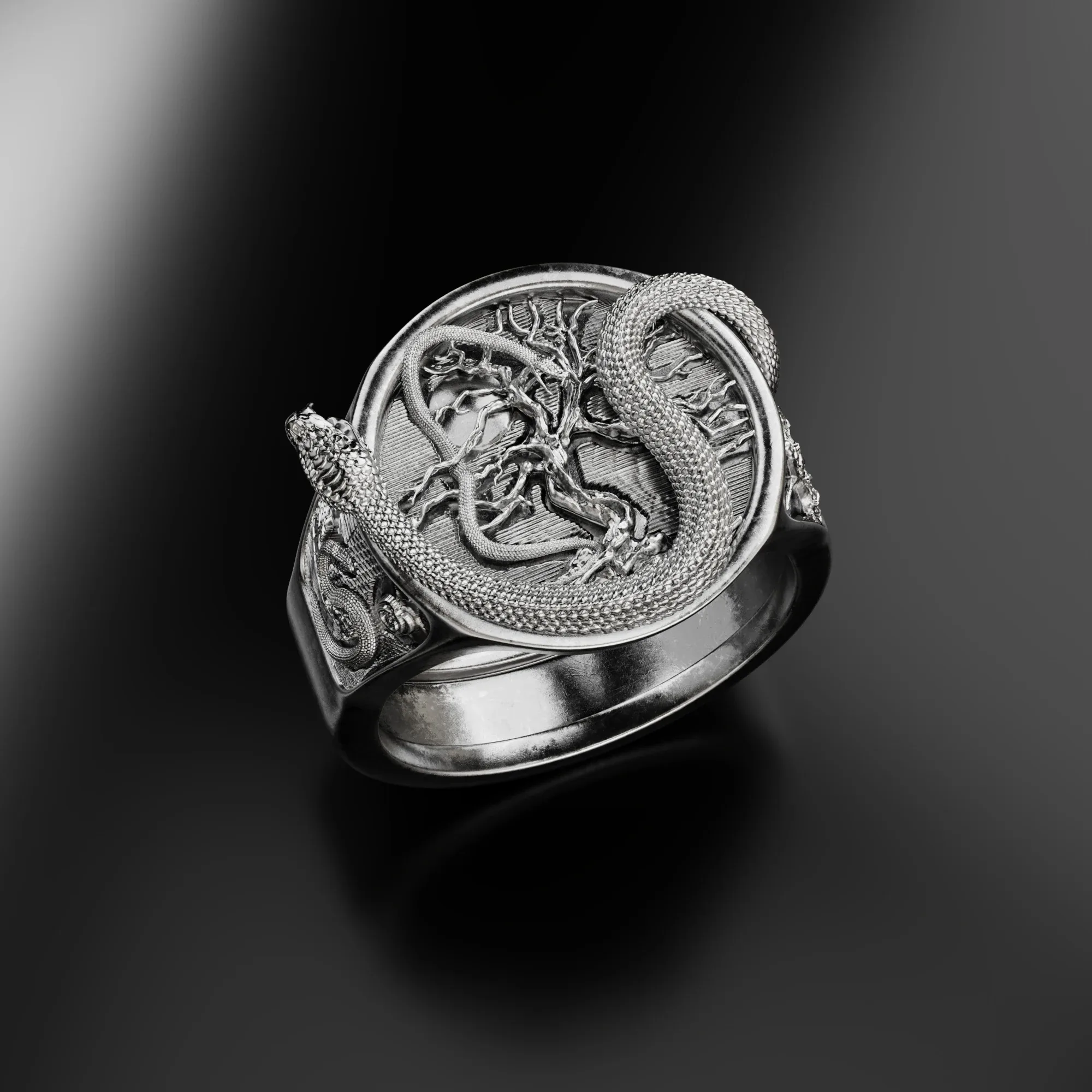 Dead Tree And Snake Dragon Ring 3D printable