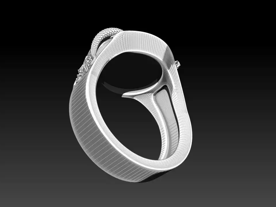 Dead Tree And Snake Dragon Ring 3D printable