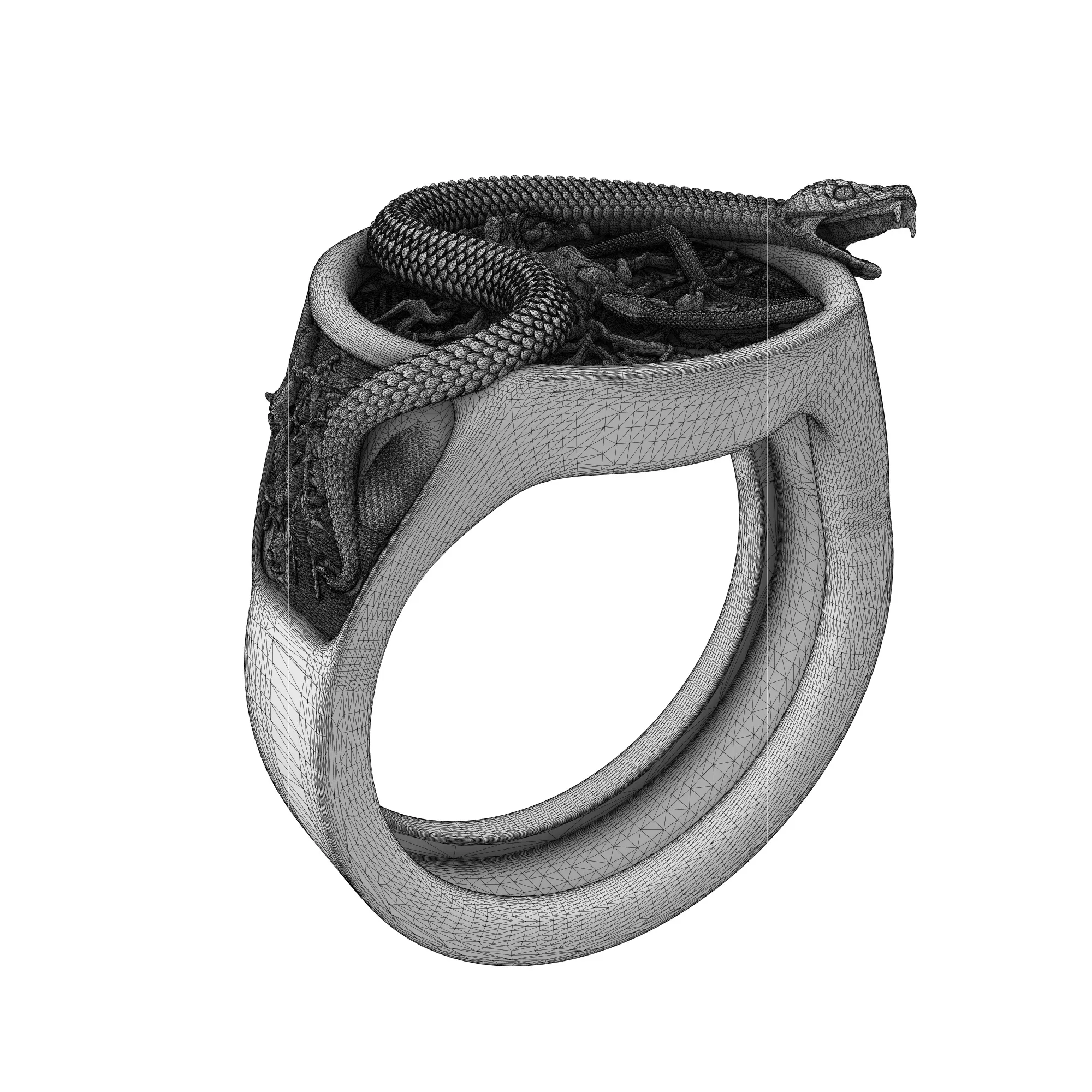 Dead Tree And Snake Dragon Ring 3D printable