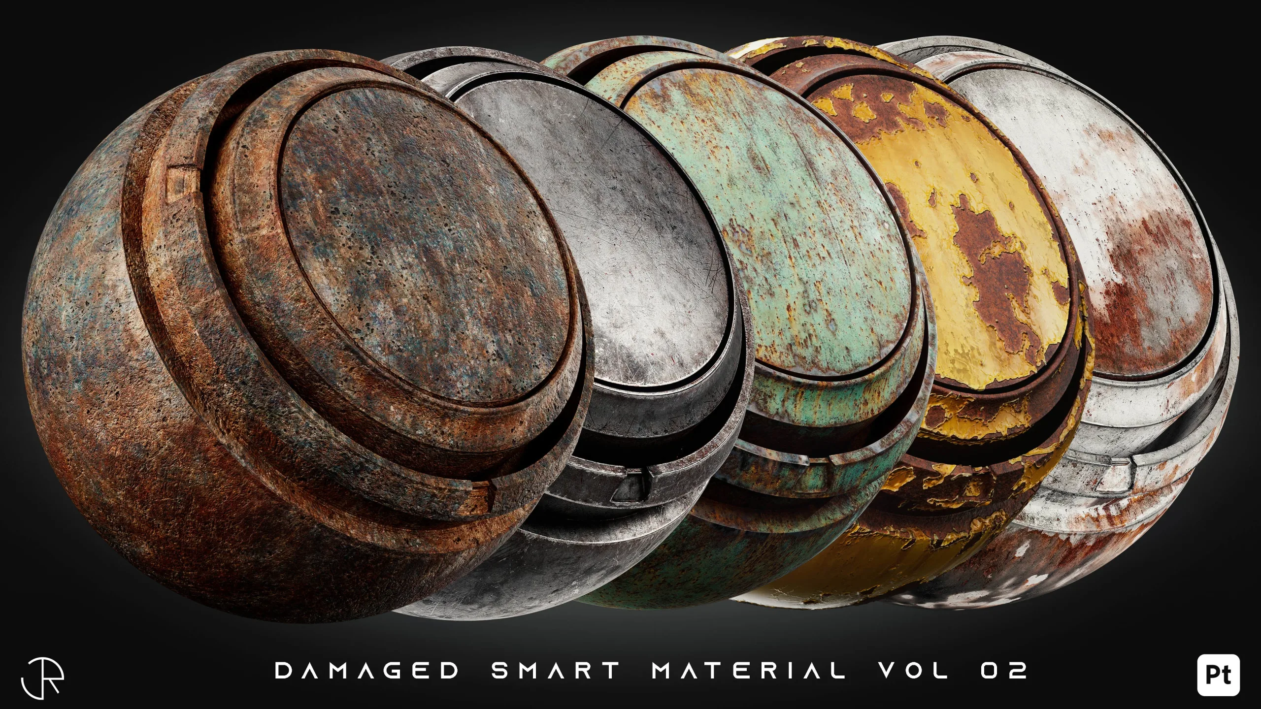 Metal Damaged Smart Materials Vol 02 | Substance 3d Painter