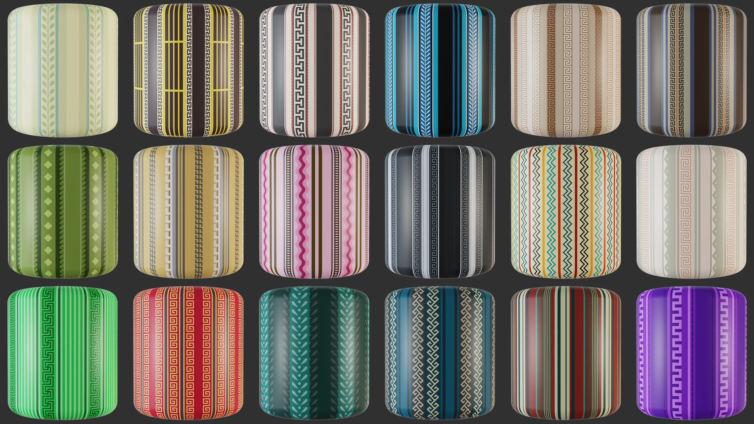 100 Patterned Stripe Basecolor Textures (4K) Vol 1