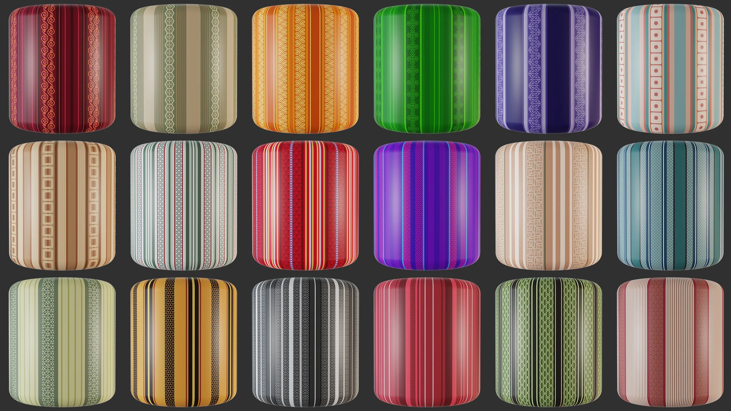 100 Patterned Stripe Basecolor Textures (4K) Vol 1