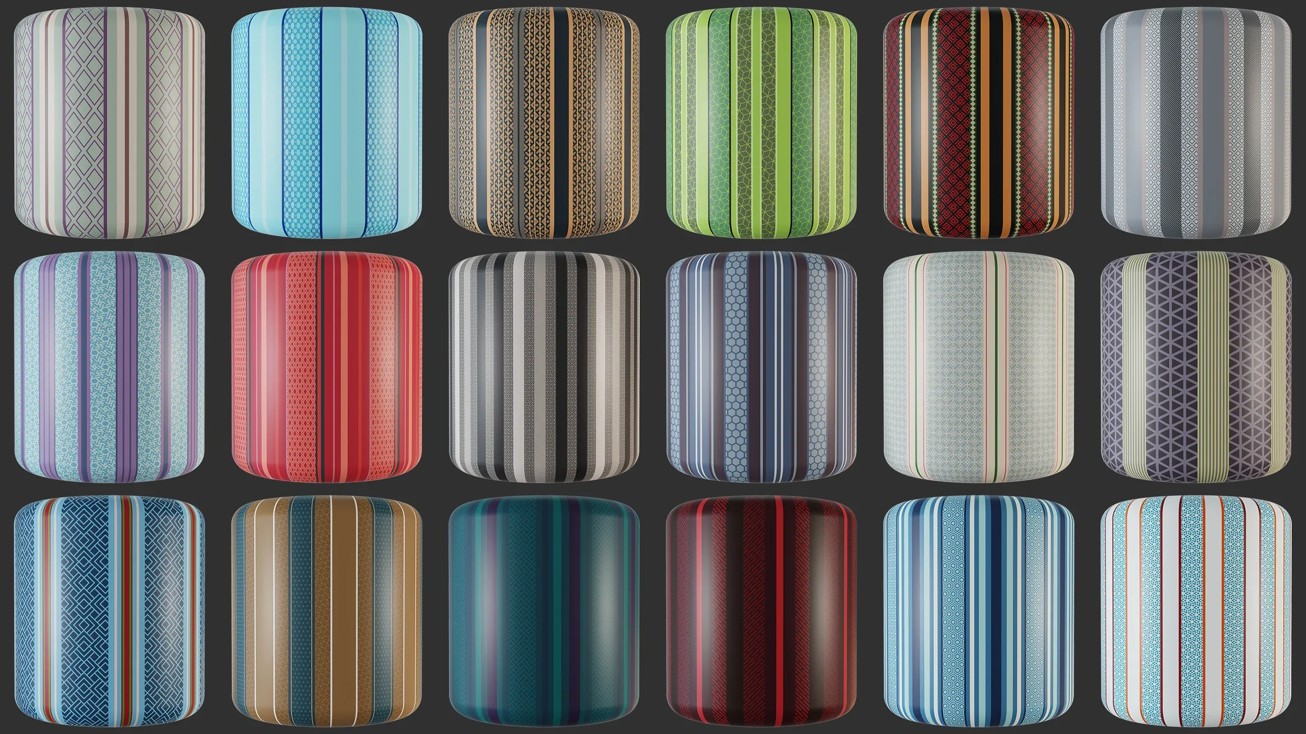 100 Patterned Stripe Basecolor Textures (4K) Vol 1