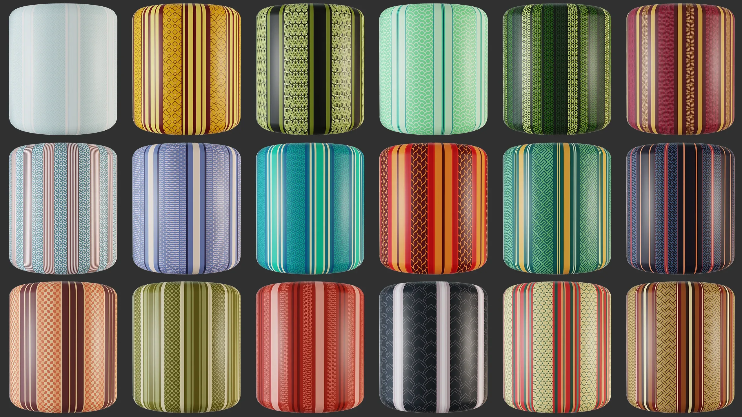 100 Patterned Stripe Basecolor Textures (4K) Vol 1