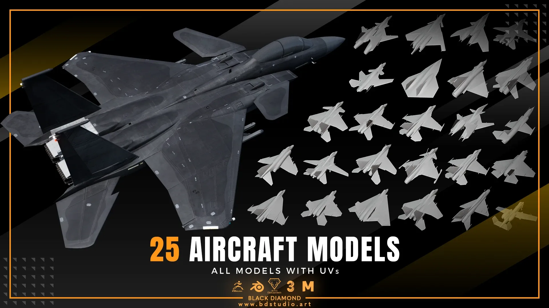 25 AIRCRAFT MODELS ( For All 3D Software )