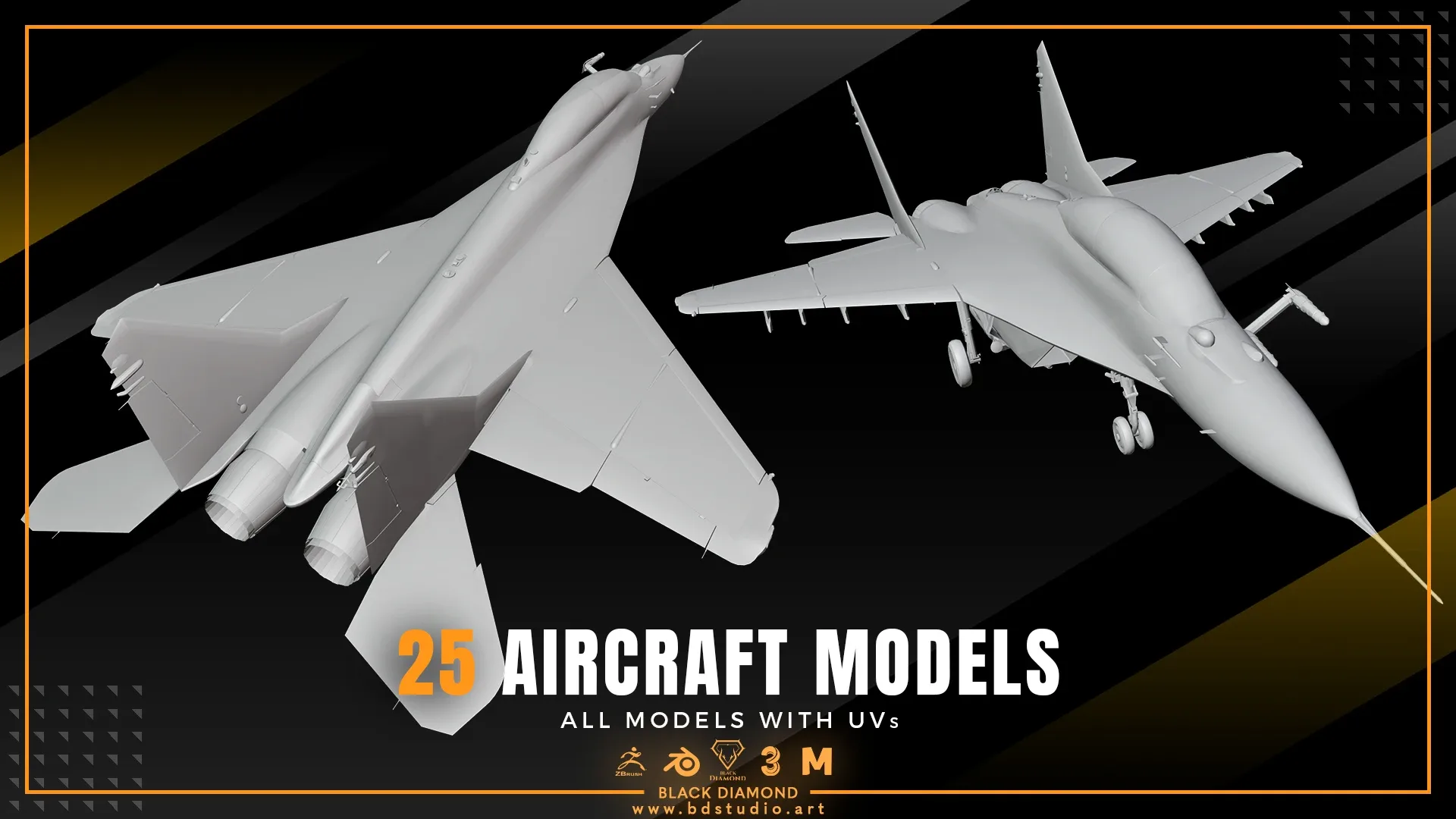 25 AIRCRAFT MODELS ( For All 3D Software )