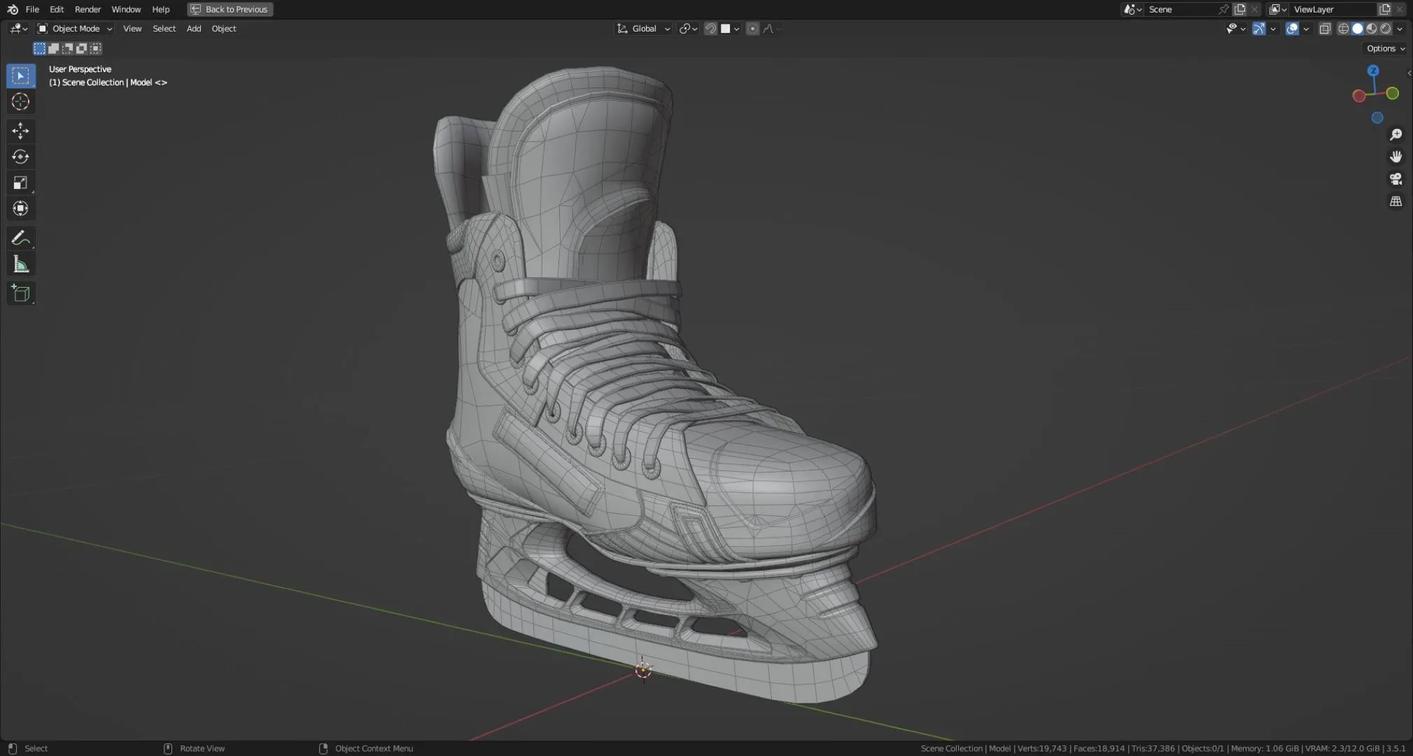 High quality 3d model of The Bauer Vapor 3X hockey skates