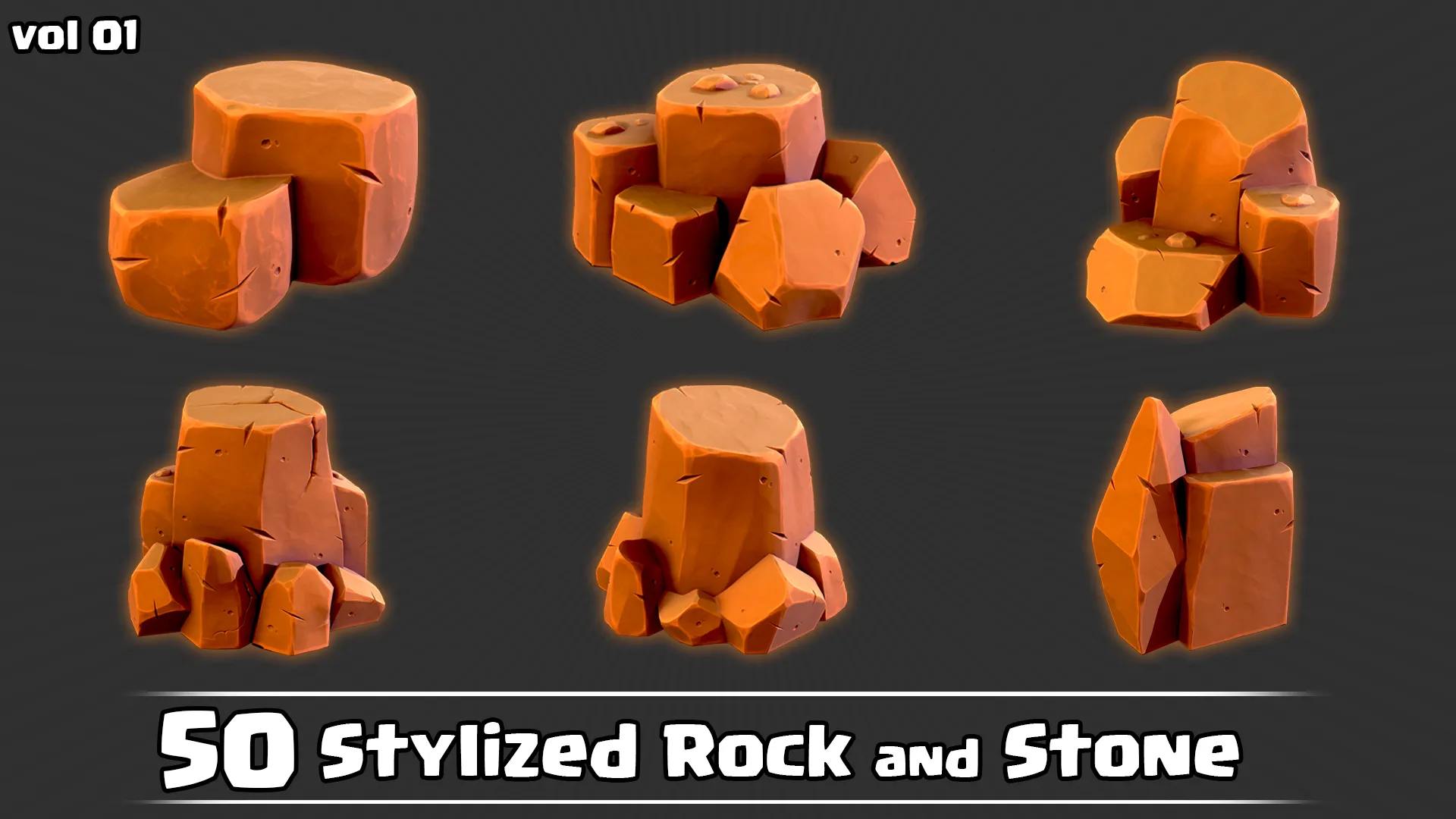 50 Stylized Rock & Stone + IMM Brush